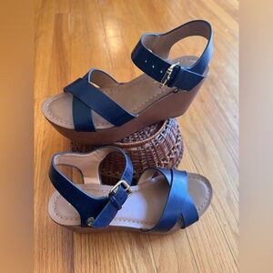 Tommy Hilfiger Navy and Brown Wedges
